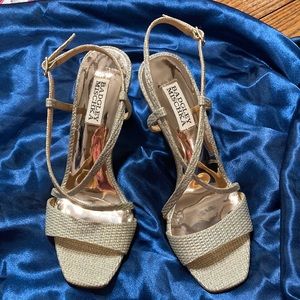 Badgley Mischka Ebiza Heeled Sandal Platino Fabric 8